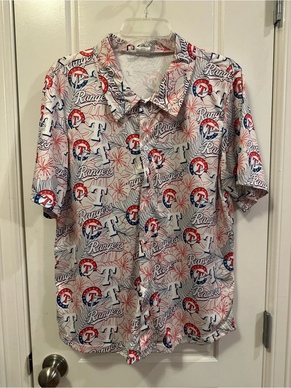 Texas Rangers Hawaiian Button Down Shirt - M - Picture 1 of 5